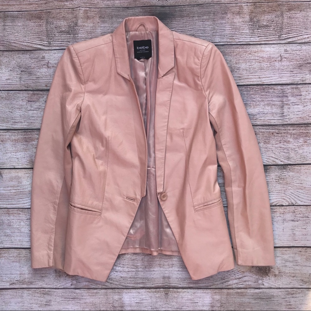 Bebe Genuine Leather Pink/Tan Blazer